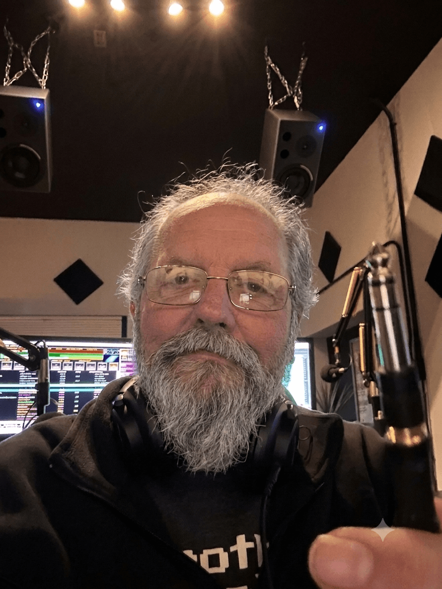 Jim Crocker, founder of Rewind 102.9, in the studio